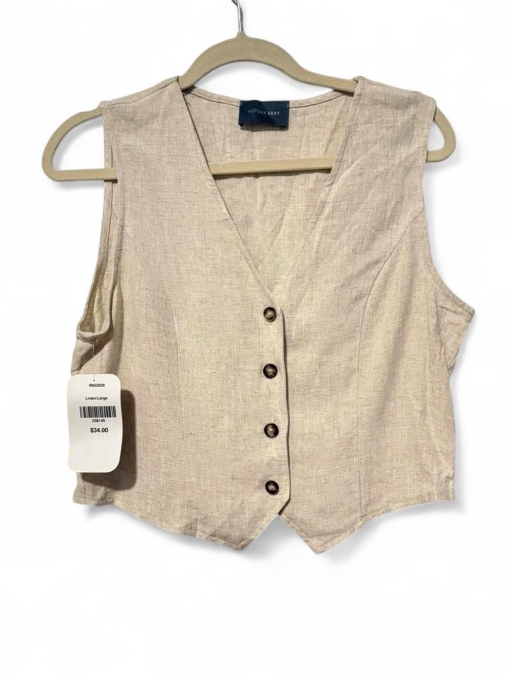 NWT Hudson Gray tan linen blend vest women’s large